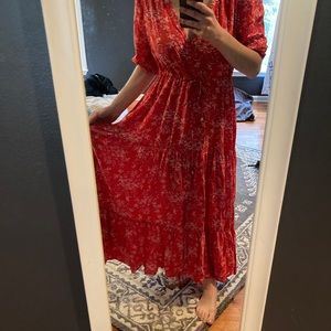 Red bohemian maxi dress